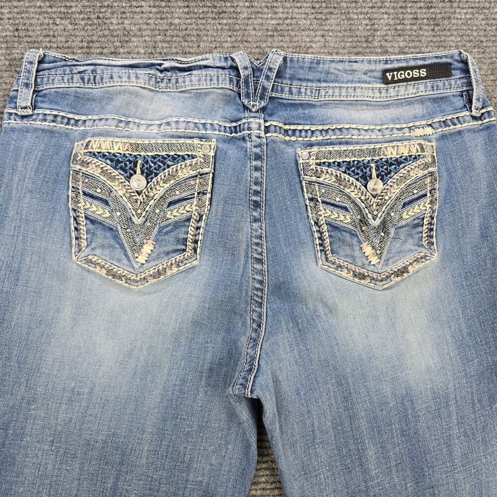 Vigoss The Dallas Jeans Womens 22/33 Blue Slim Boot Embellished